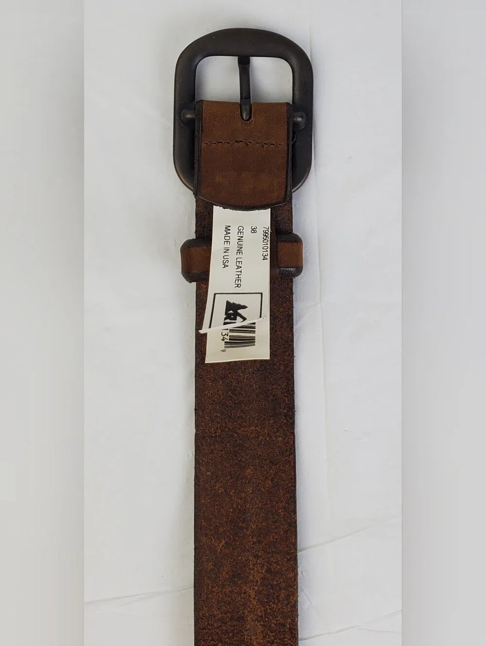 REI Mens Brown Leather Belt Solid Brass Buckle USA Made 799501 - Size 38 - EUC
